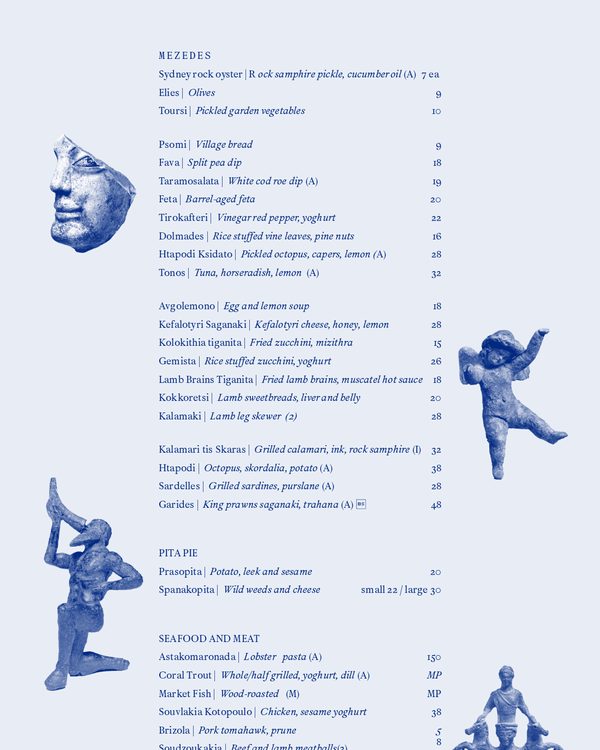 The top of the menu at Olympus Dining