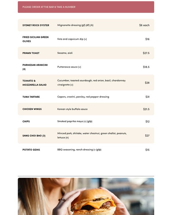 The top of the menu at The Glenmore Hotel