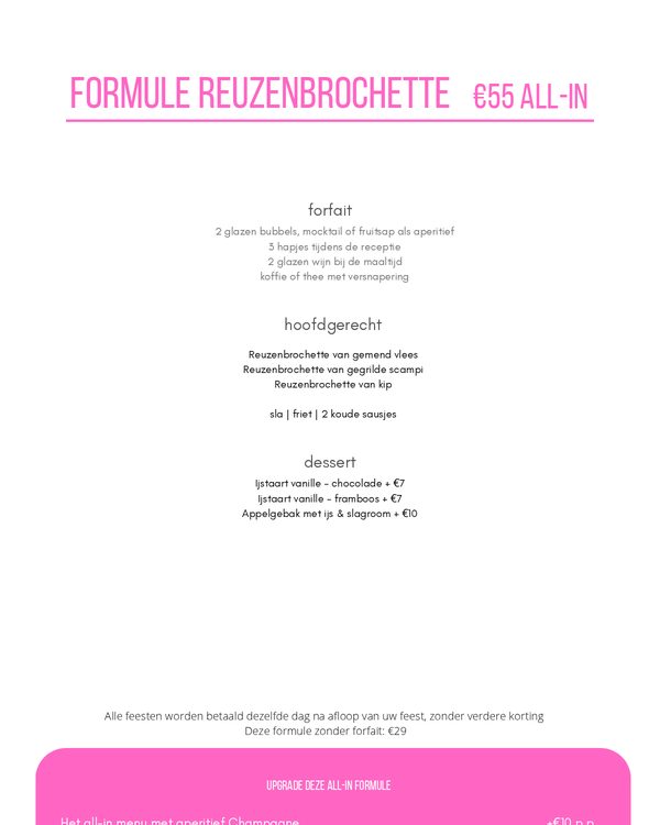 The first page of the menu at Clos du Midi