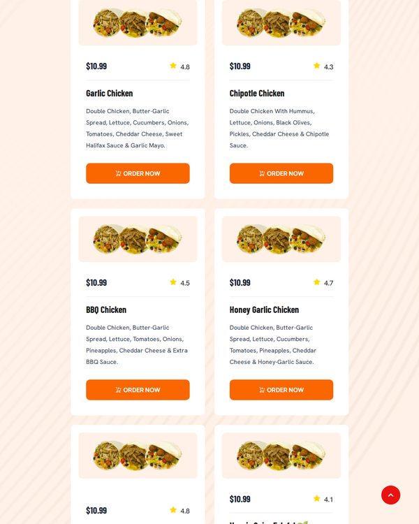 The top of the menu at Donair Drive