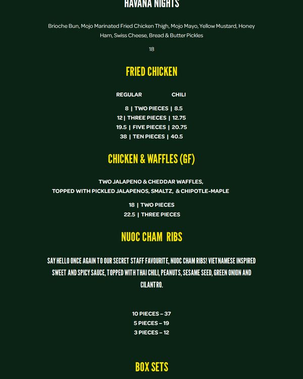 The top of the menu at Juke Fried Chicken