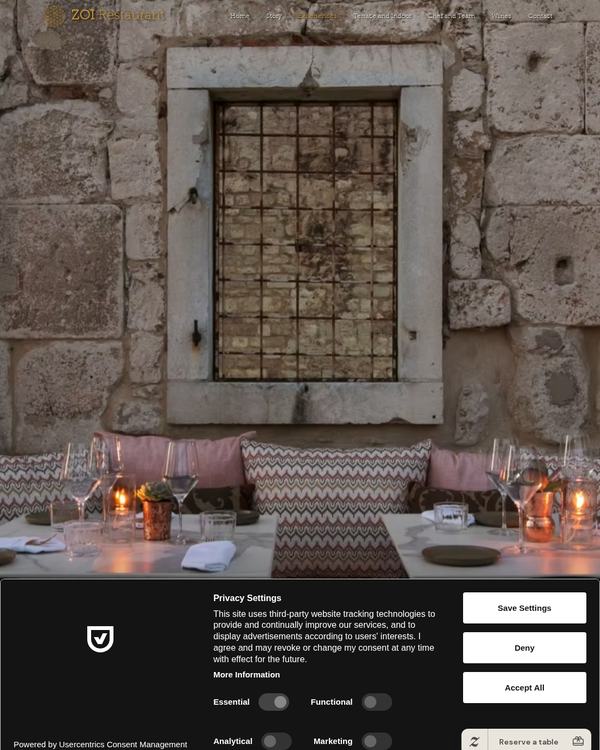 The top of the menu at Zoi