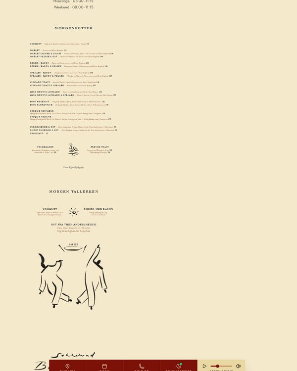 The top of the menu at Sokkelund Cafe & Brasserie