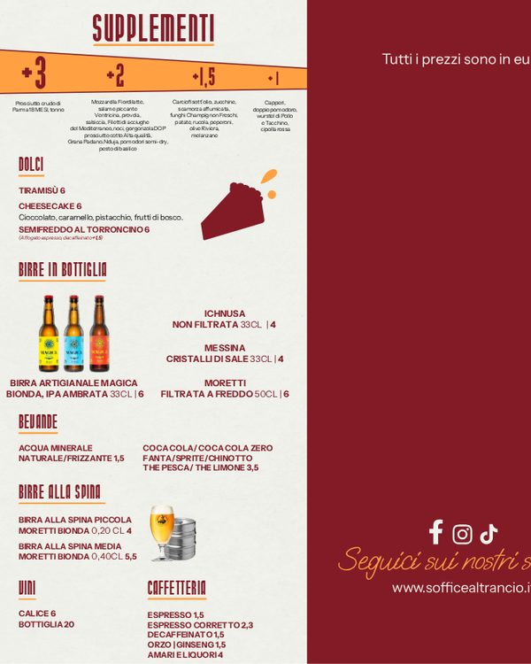 The first page of the menu at Soffice