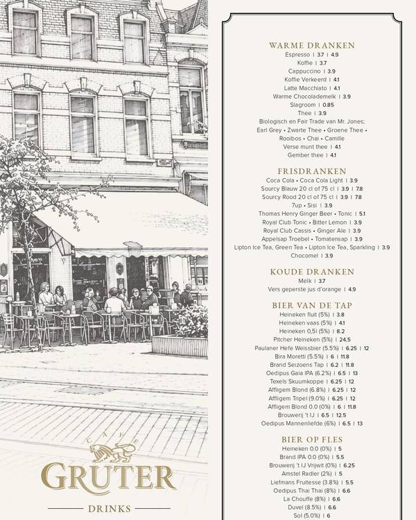 The first page of the menu at Cafe Gruter