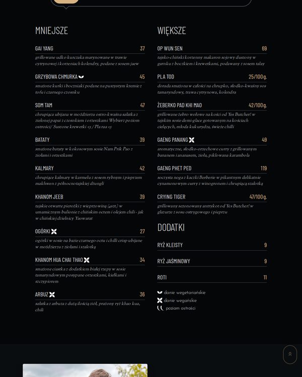 The top of the menu at AHAAN