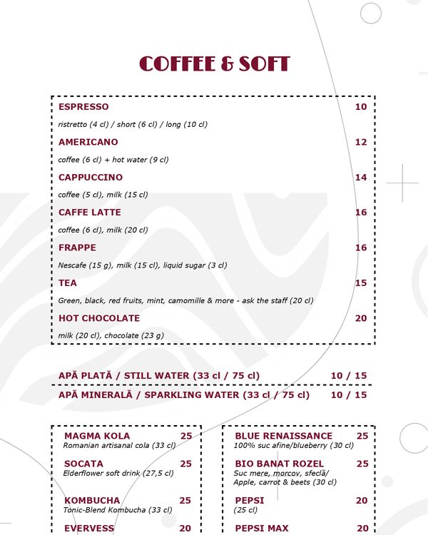 The first page of the menu at Abel's Wine Bar