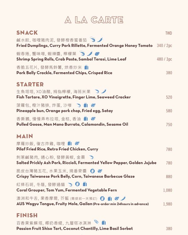 The first page of the menu at Longtail