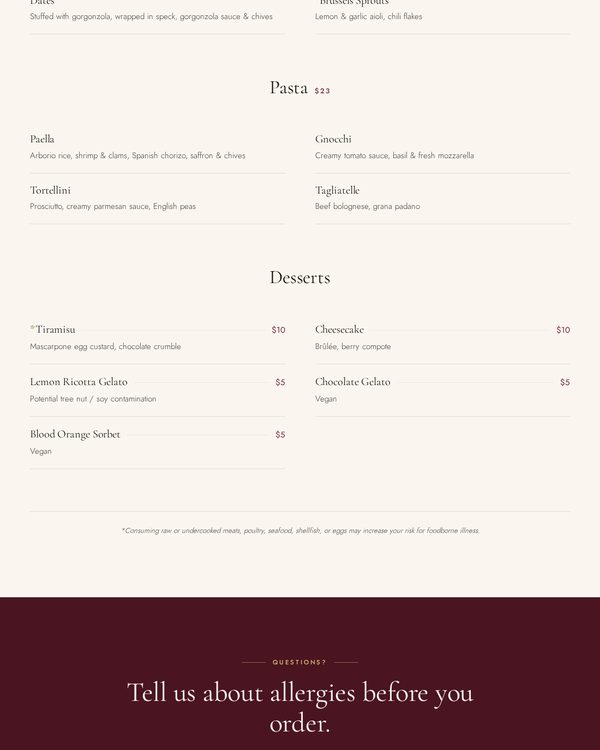 The top of the menu at Figo Wine Bar