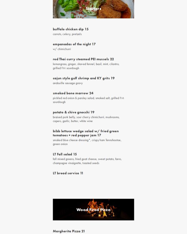 The top of the menu at Lockeland Table
