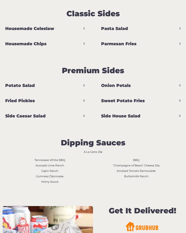 The top of the menu at The Slider House
